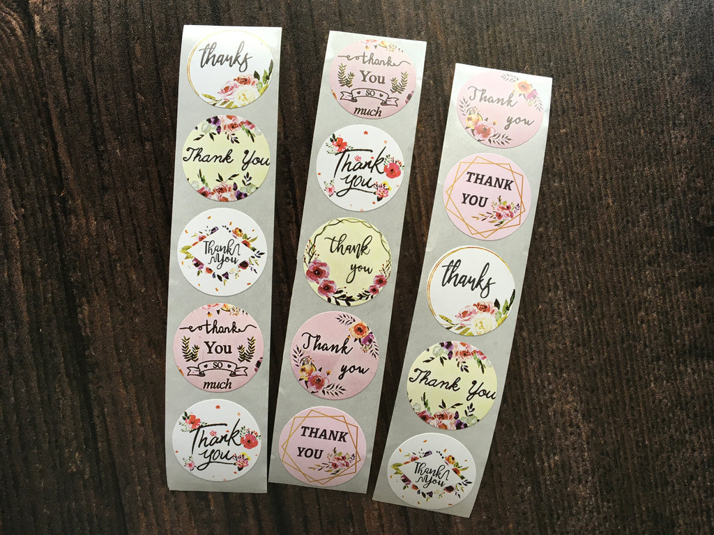 Floral 'thank you' stickers