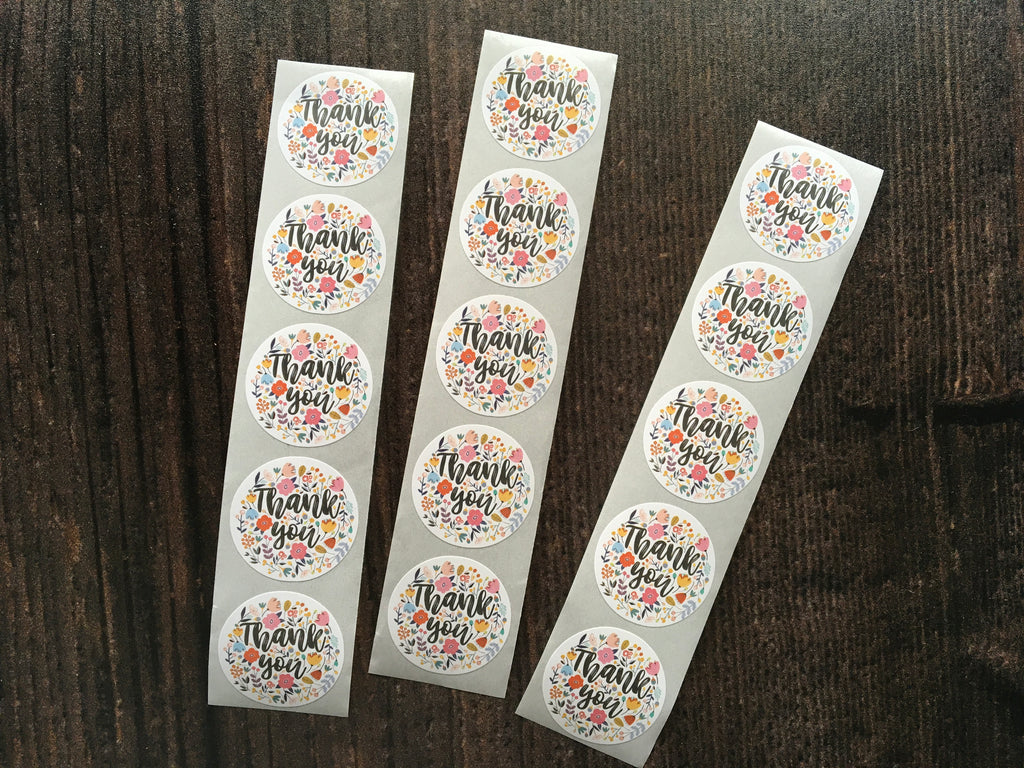 Floral 'thank you' stickers