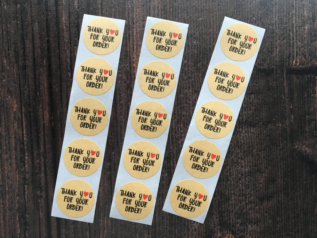 'thank you for your order' brown Kraft stickers