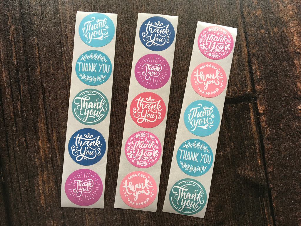 hand lettering 'thank you' stickers