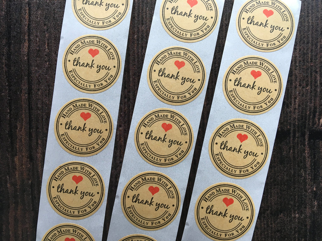 'Handmade especially for you' thank you stickers