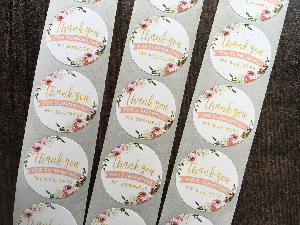 'Thank you for supporting my business' stickers
