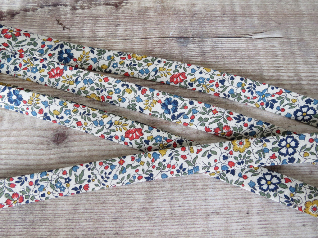 colourful bias binding with floral pattern