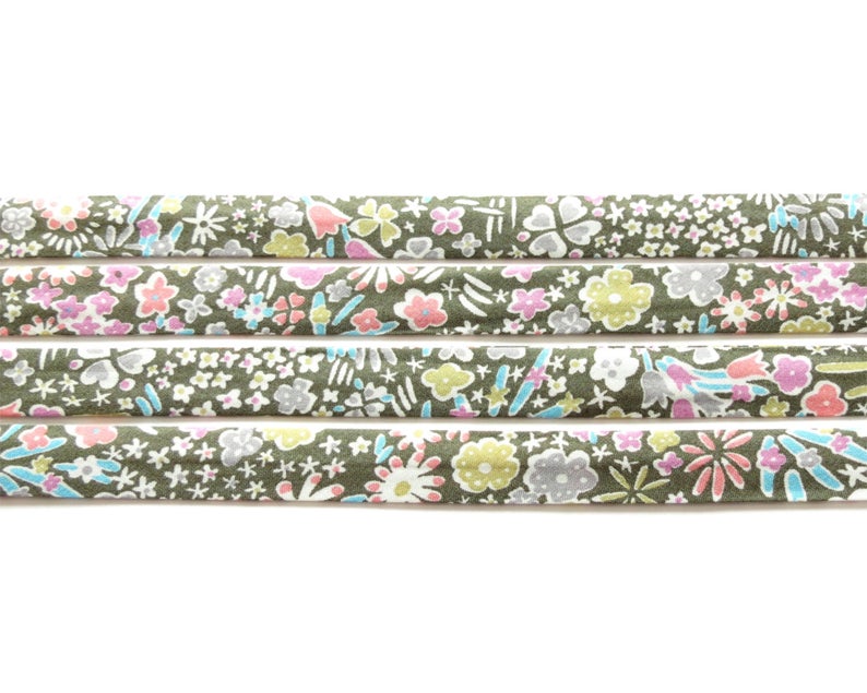 Liberty Kayoko green bias binding