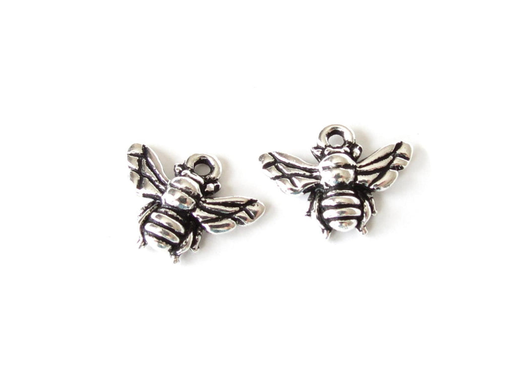 Large honey bee charm by TierraCast in antique silver finish