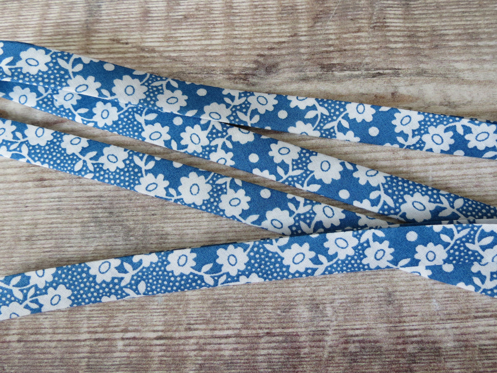 Millie E Liberty bias binding in blue and white