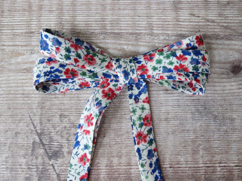 Liberty Phoebe G cotton bias binding in red blue green and white