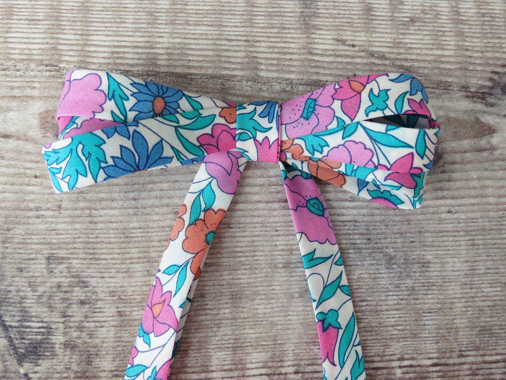 Poppy and Daisy L bias binding made with Liberty Tana Lawn cotton