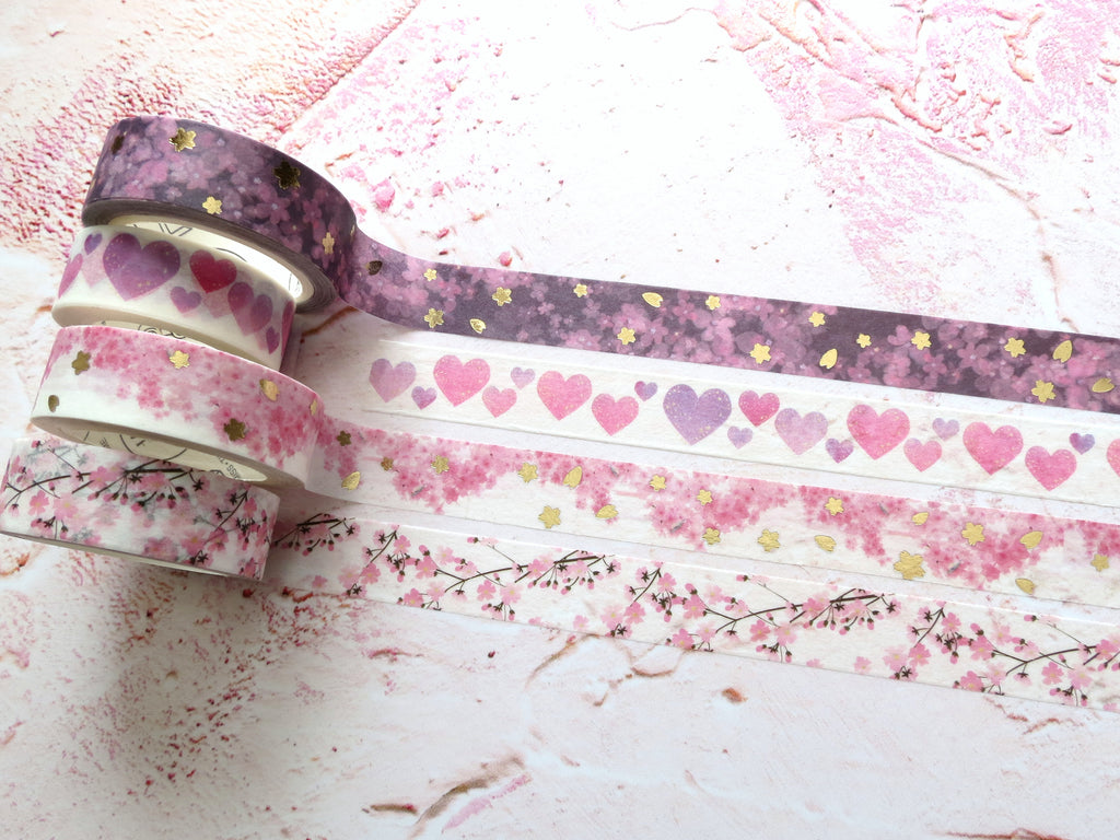 Wide Vintage Blue & Pink Floral Washi