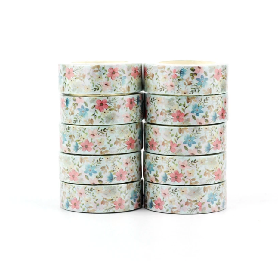 'Pastel Blue & Pink Florals' washi tape