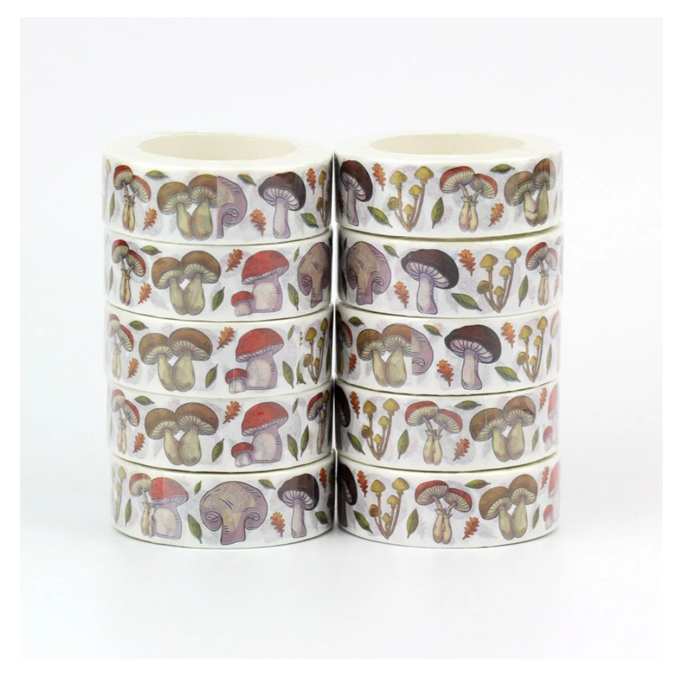 'Illustrated Mushrooms' washi tape