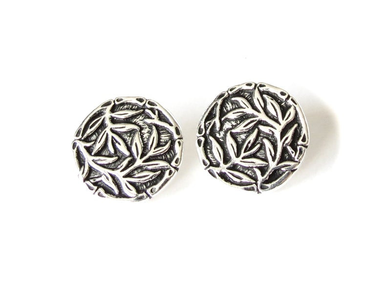 Bamboo button by TierraCast in antique silver finish