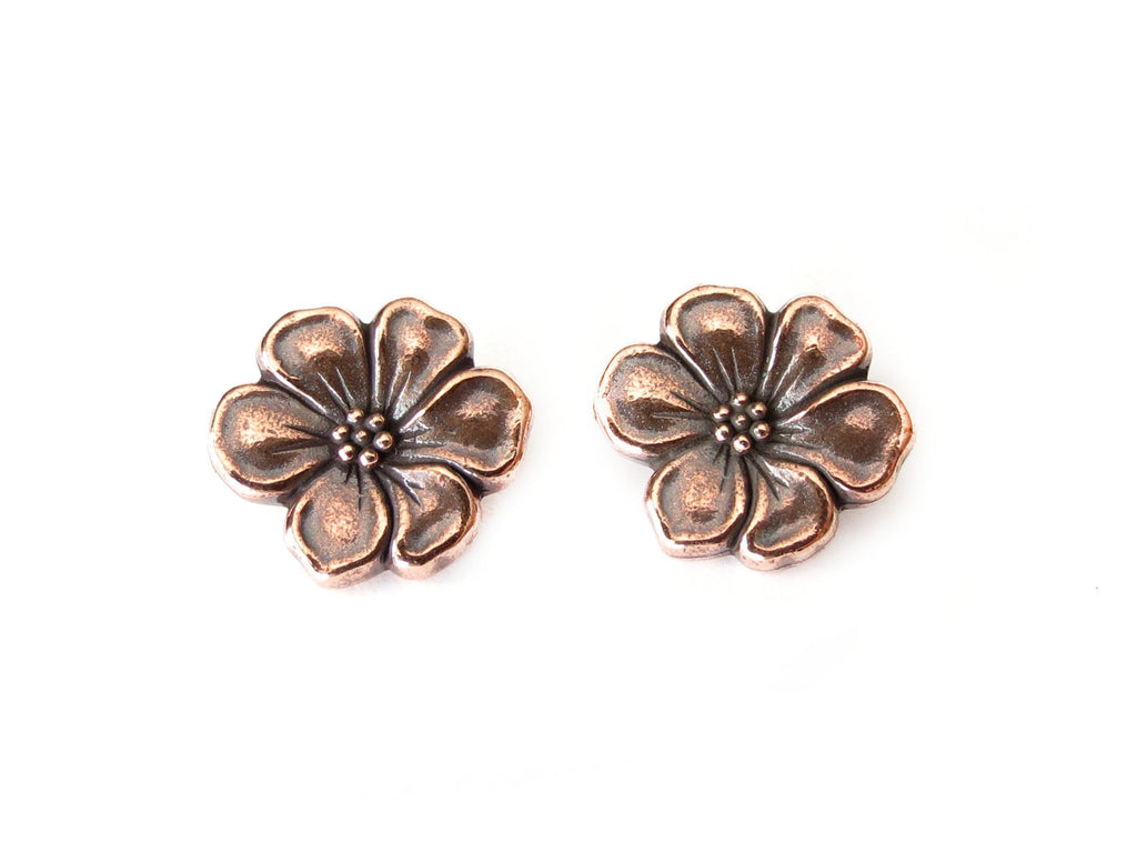 Apple Blossom button by TierraCast in antique copper finish