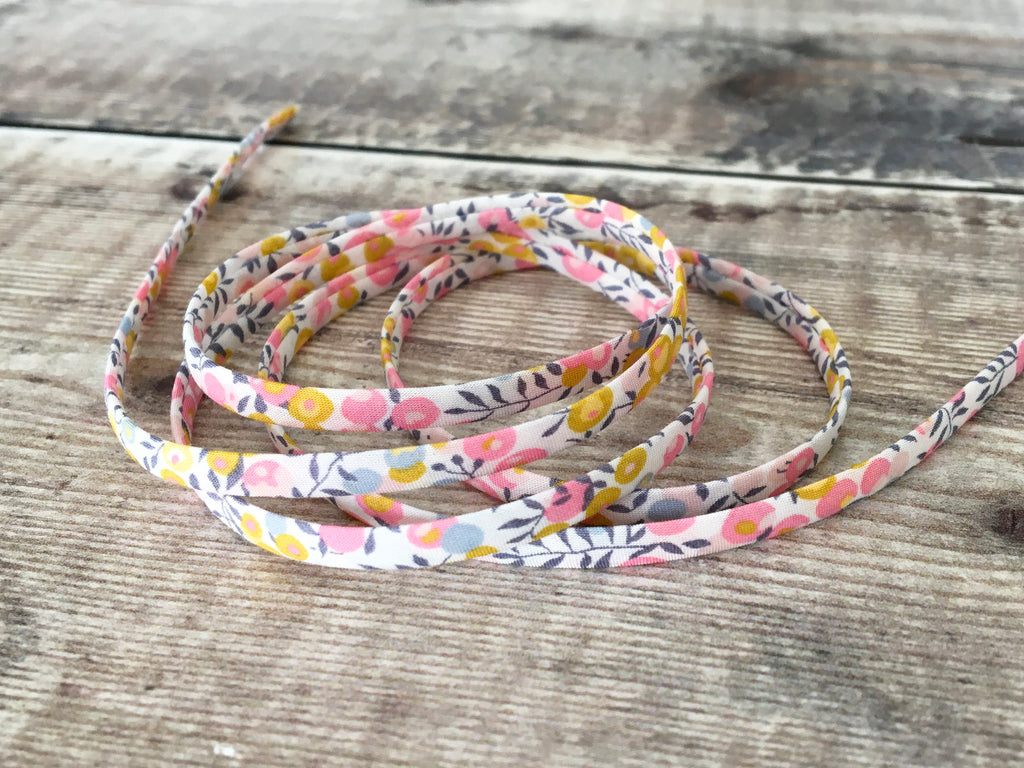 pink and yellow Liberty ribbon Wiltshire Bud Aurore 