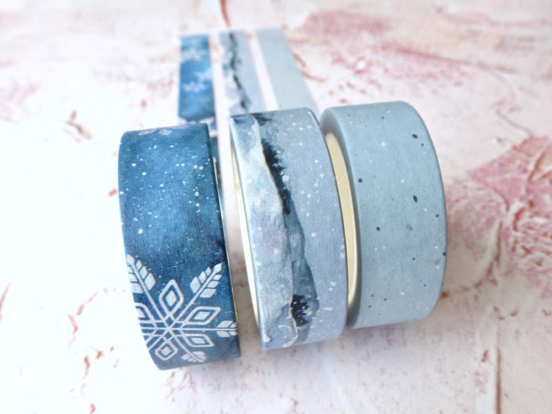 Light Blue Snowflake Washi, Planner Journaling Tapes