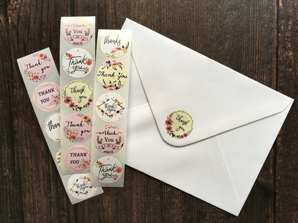 hand lettering thank you stickers