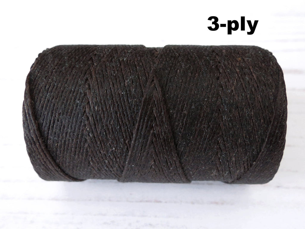 brown waxed linen cord for macrame and bookbinding