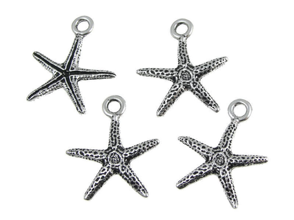 Starfish charm by TierraCast in antique silver finish