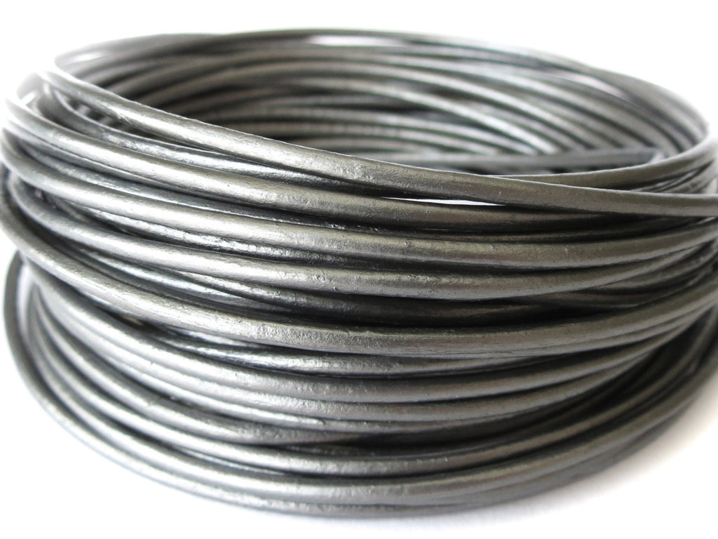 1.5mm Metallic silver leather cord