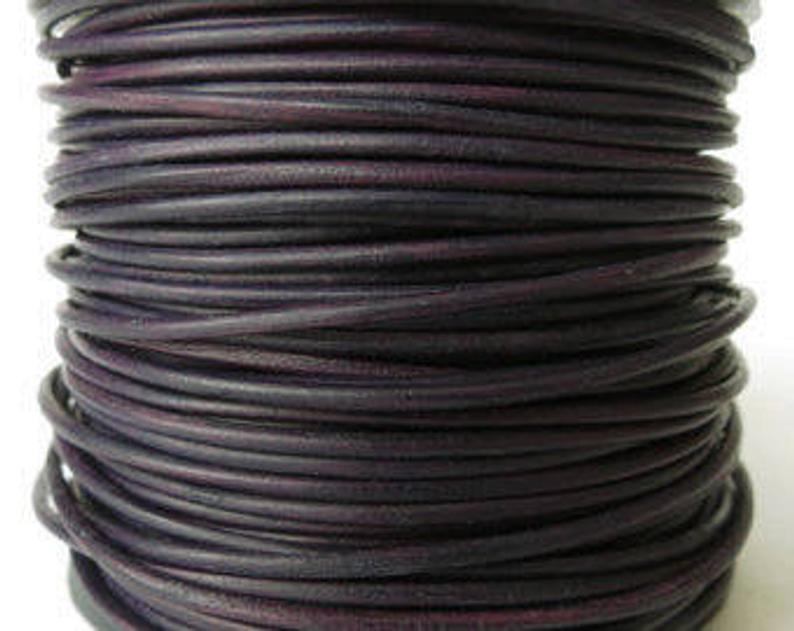 2mm leather cord in distressed dark aubergine