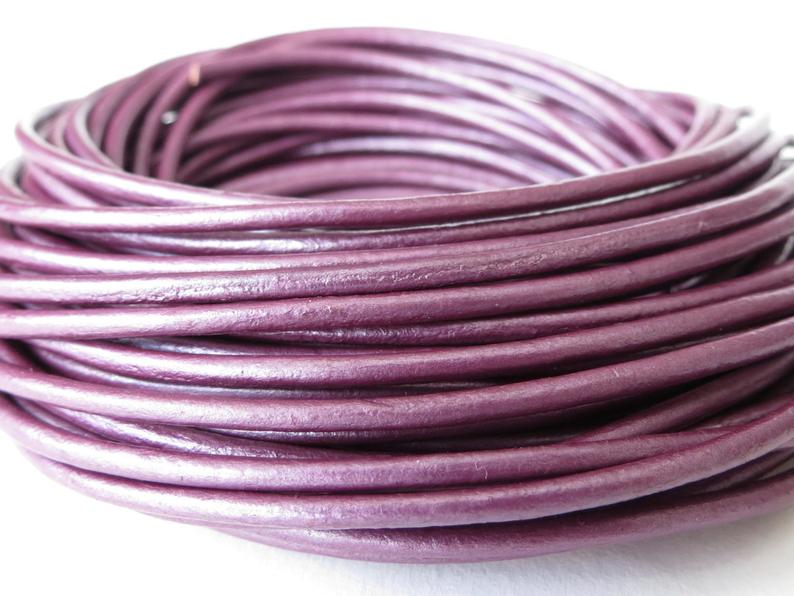 metallic purple leather cord in 2mm for making leather wrap bracelets