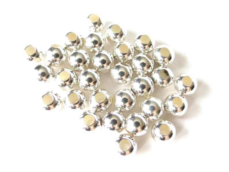 6mm sterling silver beads with large beading hole of 2.5mm for leather wrap bracelet making