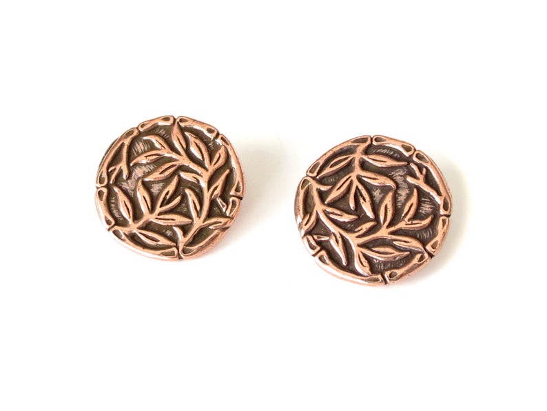 Bamboo button by TierraCast in antique copper finish