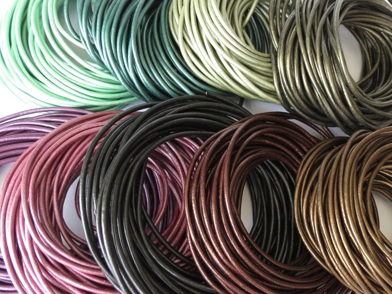 metallic leather cords for jewellery making