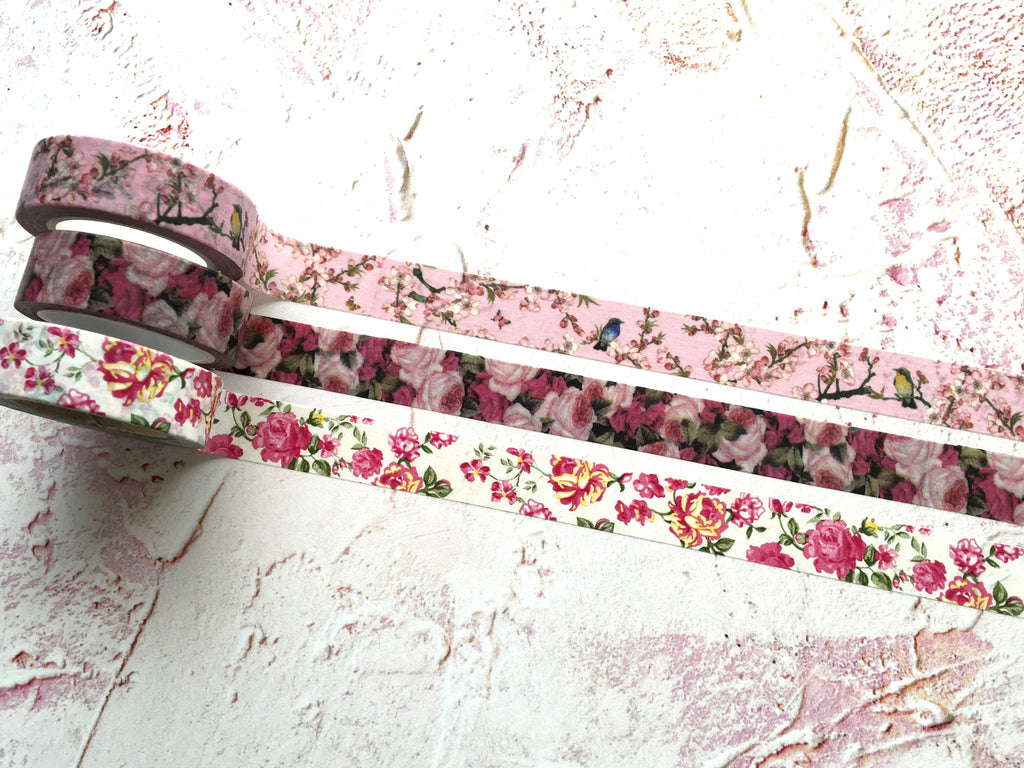 pink flowers washi tape