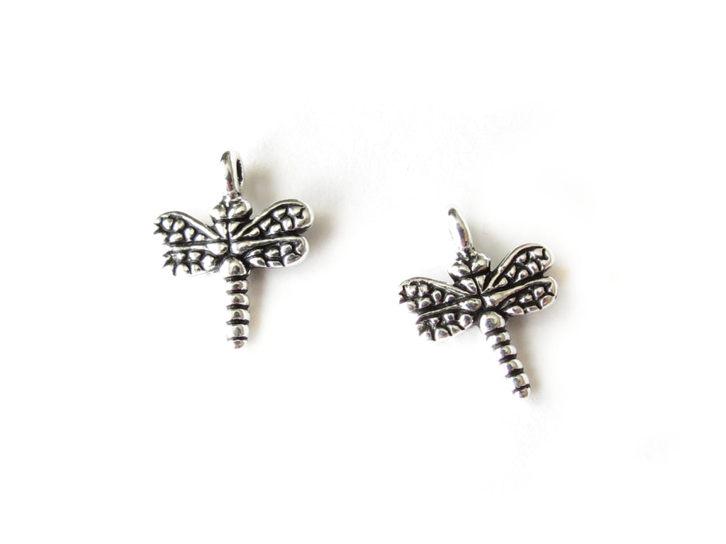 Small dragonfly charm by TierraCast in antique silver finish