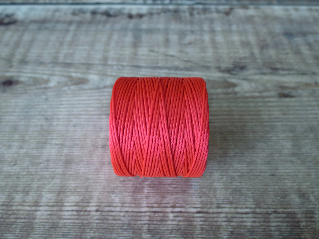 Bright Coral tex 210 beading cord for macrame bracelets, 0.5mm