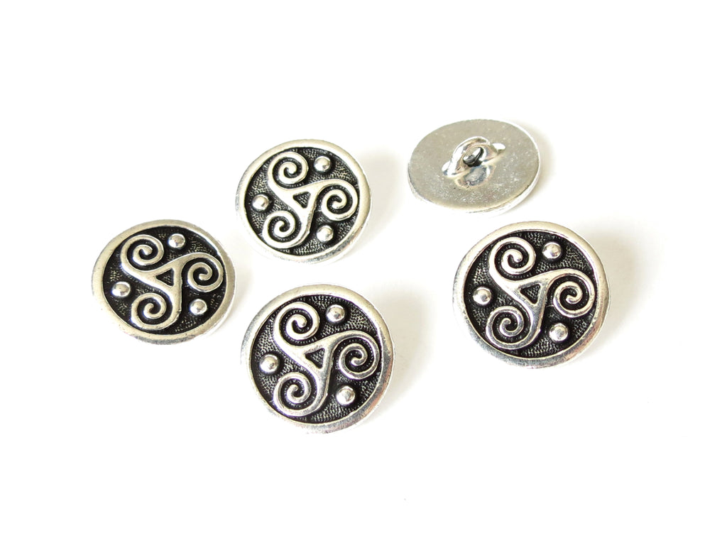 Antique silver triskele buttons
